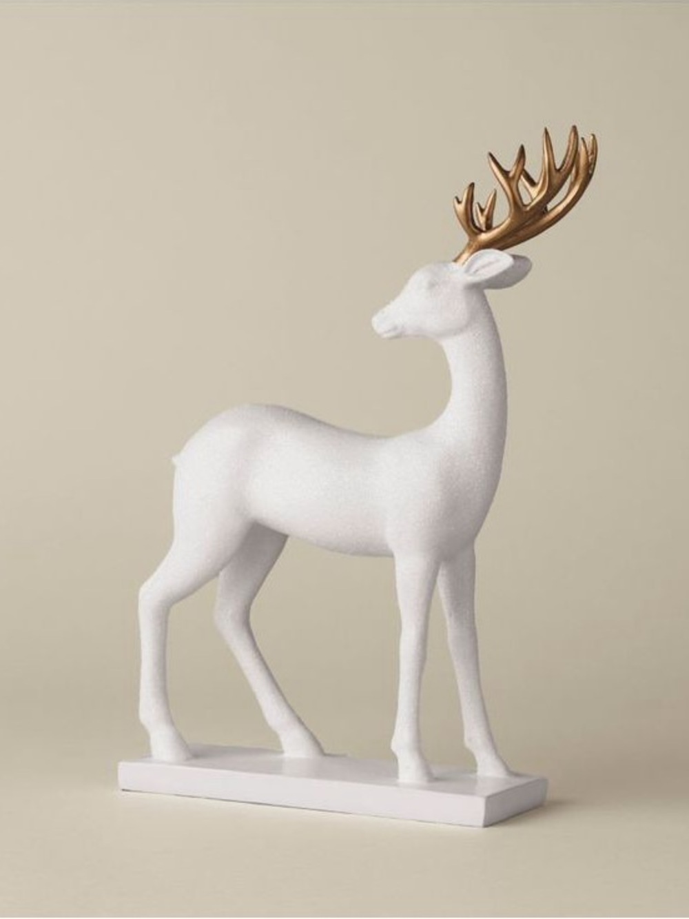 White and Gold Standing Deer Decor Keepsake